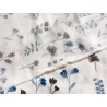 Double Gaze imprimée fleurs et feuilles bleues et beiges - OekoTex
