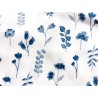 Double Gaze imprimée fleurs et feuilles bleues - OekoTex