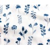 Double Gaze imprimée fleurs et feuilles bleues - OekoTex