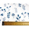 Double Gaze imprimée fleurs et feuilles bleues - OekoTex