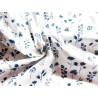 Double Gaze imprimée fleurs et feuilles bleues - OekoTex