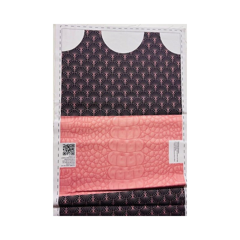 Coupon-patron Sac Marcel Viny DiY Georges vagues et croco rose - Bachette 100% coton