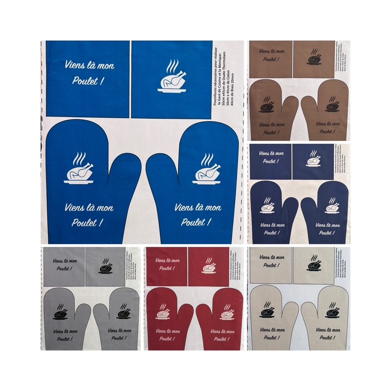 Coupon-patron Viny DiY Kit cuisine "Viens là mon poulet" - Bachette 100% coton