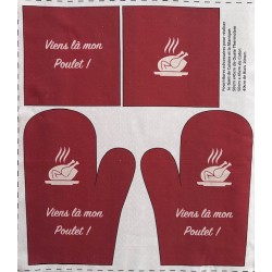 Coupon-patron Viny DiY Kit cuisine "Viens là mon poulet" - Bachette 100% coton