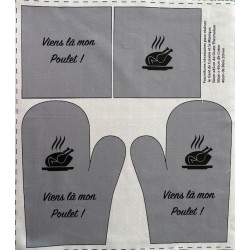 Coupon-patron Viny DiY Kit cuisine "Viens là mon poulet" - Bachette 100% coton