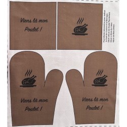 Coupon-patron Viny DiY Kit cuisine "Viens là mon poulet" - Bachette 100% coton