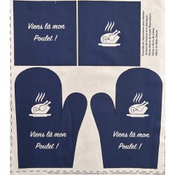 Coupon-patron Viny DiY Kit cuisine "Viens là mon poulet" - Bachette 100% coton