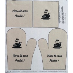 Coupon-patron Viny DiY Kit cuisine "Viens là mon poulet" - Bachette 100% coton