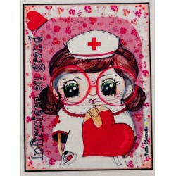 Coupon Petite Biounette Infirmière- Velours - 15cm*10cm