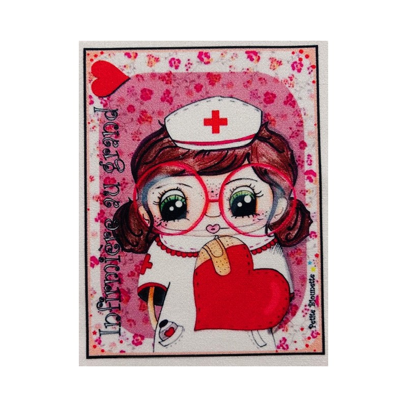 Coupon Petite Biounette Infirmière- Velours - 15cm*10cm