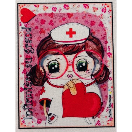 Coupon Petite Biounette Infirmière- Velours - 15cm*10cm