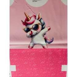 Coupon-patron Sac Marcel Enfant Viny DiY Licorne 1 fond rose - Bachette 100% coton