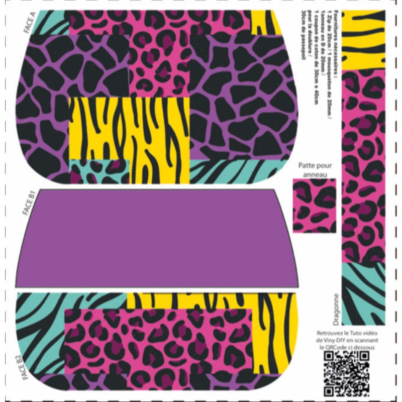 Précommande Coupon-patron Pochette Yzy Viny DiY GRAOU multicolore - Coupon seul ou Kit - Expédition 21/07