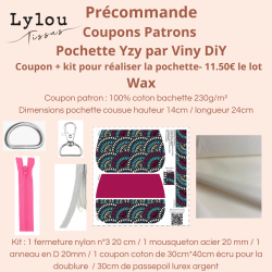 Précommande Coupon-patron Pochette Yzy Viny DiY Wax - Coupon seul ou Kit - Expédition 21/07