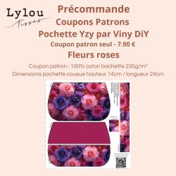 Précommande Coupon-patron Pochette Yzy Viny DiY Fleurs roses - Coupon seul ou Kit - Expédition 21/07
