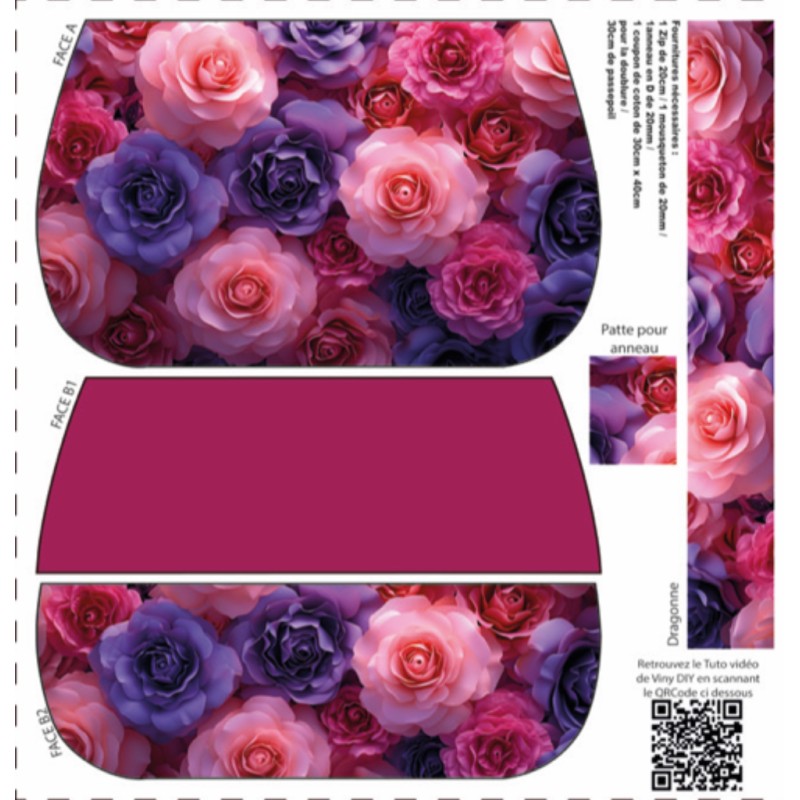 Précommande Coupon-patron Pochette Yzy Viny DiY Fleurs roses - Coupon seul ou Kit - Expédition 21/07 Précommande Coupon-patron Pochette Yzy Viny DiY Fleurs roses - Coupon seul ou Kit - Expédition 21/07