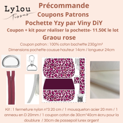 Précommande Coupon-patron Pochette Yzy Viny DiY Graou léopard rose - Coupon seul ou Kit - Expédition 21/07