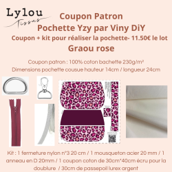 Kit complet Coupon-patron Pochette Yzy par Viny DiY Graou Léopard rose