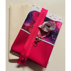 Kit complet Coupon-patron Pochette Yzy par Viny DiY Fleurs roses