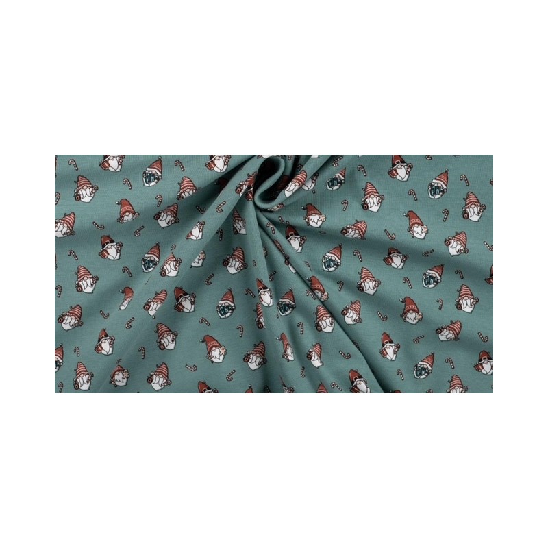 Jersey Noël lutins sur fond vert - OekoTex