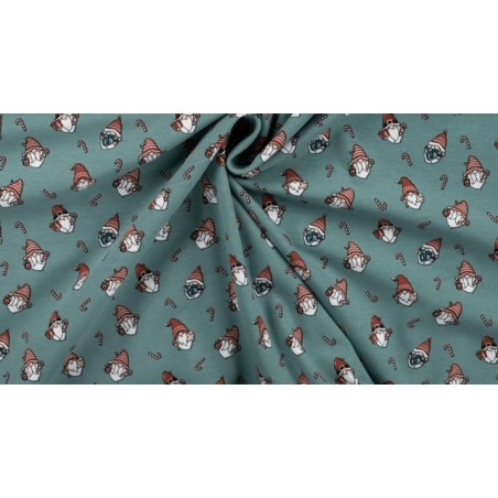 Jersey Noël lutins sur fond vert - OekoTex