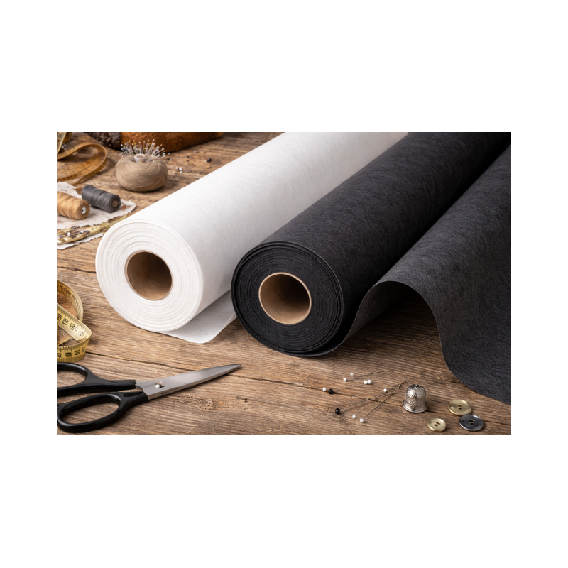 Précommande : Rouleau 25m Toile thermocollante non tissée : blanc ou noir. Expédition le 5 septembre