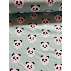 Maotey pandas fond vert menthe - Coton OekoTex