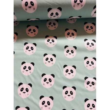 Maotey pandas fond vert menthe - Coton OekoTex