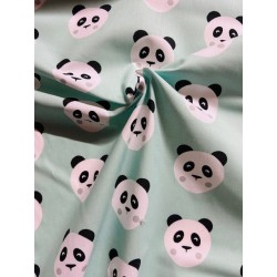 Maotey pandas fond vert menthe - Coton OekoTex