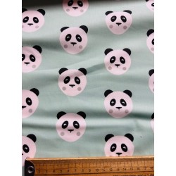 Maotey pandas fond vert menthe - Coton OekoTex