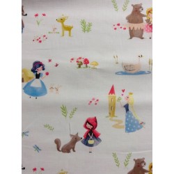 Contes et princesses sur fond blanc - Coton OekoTex