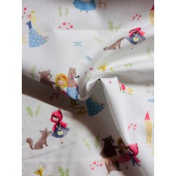 Contes et princesses sur fond blanc - Coton OekoTex