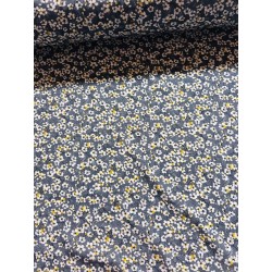 Viscose imprimée : Yoko fleurs sur fond gris