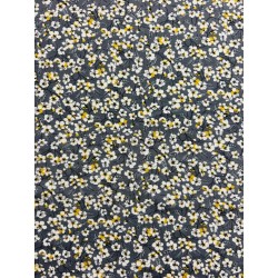 Viscose imprimée : Yoko fleurs sur fond gris