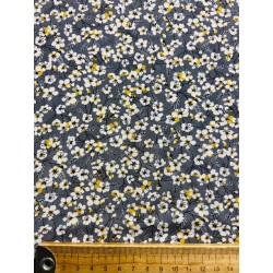 Viscose imprimée : Yoko fleurs sur fond gris
