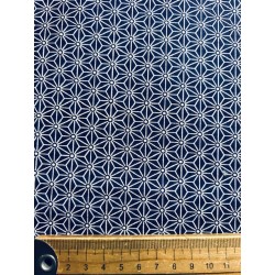 Tissu Saki blanc fond bleu indigo - Coton OekoTex