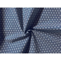 Tissu Saki blanc fond bleu indigo - Coton OekoTex