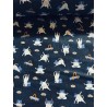 Tissu Yogicat Chats yoga fond bleu effet jean - Coton OekoTex