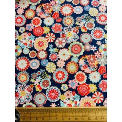Hinata mandalas colorés sur fond bleu - Coton OekoTex