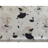 Panneau polyester imperméable 50 cm * 40 cm : Black swan bunny petits motifs fond blanc