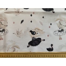 Panneau polyester imperméable 50 cm * 40 cm : Black swan bunny petits motifs fond blanc