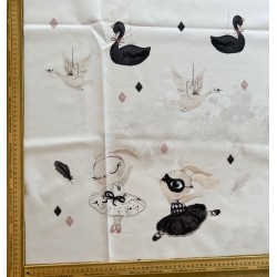 Panneau polyester imperméable 50 cm * 55 cm : Black swan bunny grands motifs fond blanc