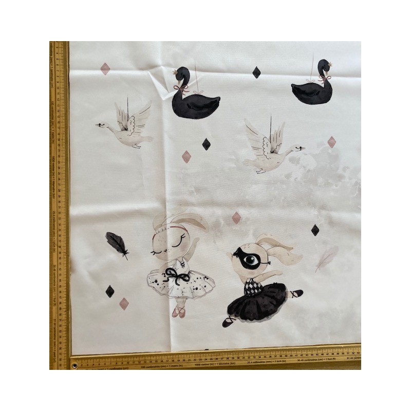 Panneau polyester imperméable 50 cm * 55 cm : Black swan bunny grands motifs fond blanc