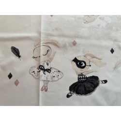 Panneau polyester imperméable 50 cm * 55 cm : Black swan bunny grands motifs fond blanc