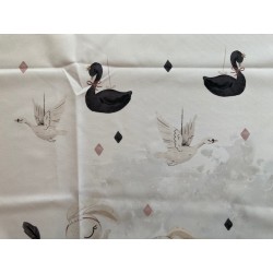 Panneau polyester imperméable 50 cm * 55 cm : Black swan bunny grands motifs fond blanc