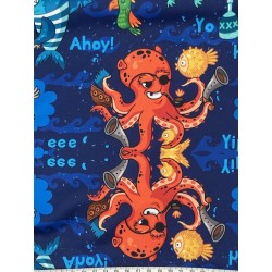 PUL motif animaux marins pirates fond bleu - coupon de 45cm*45cm