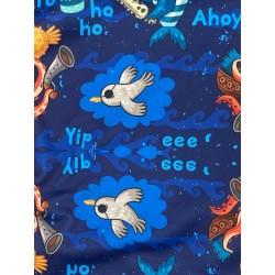 PUL motif animaux marins pirates fond bleu - coupon de 45cm*45cm