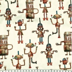 PUL motif Robots - coupon de 45cm*45cm