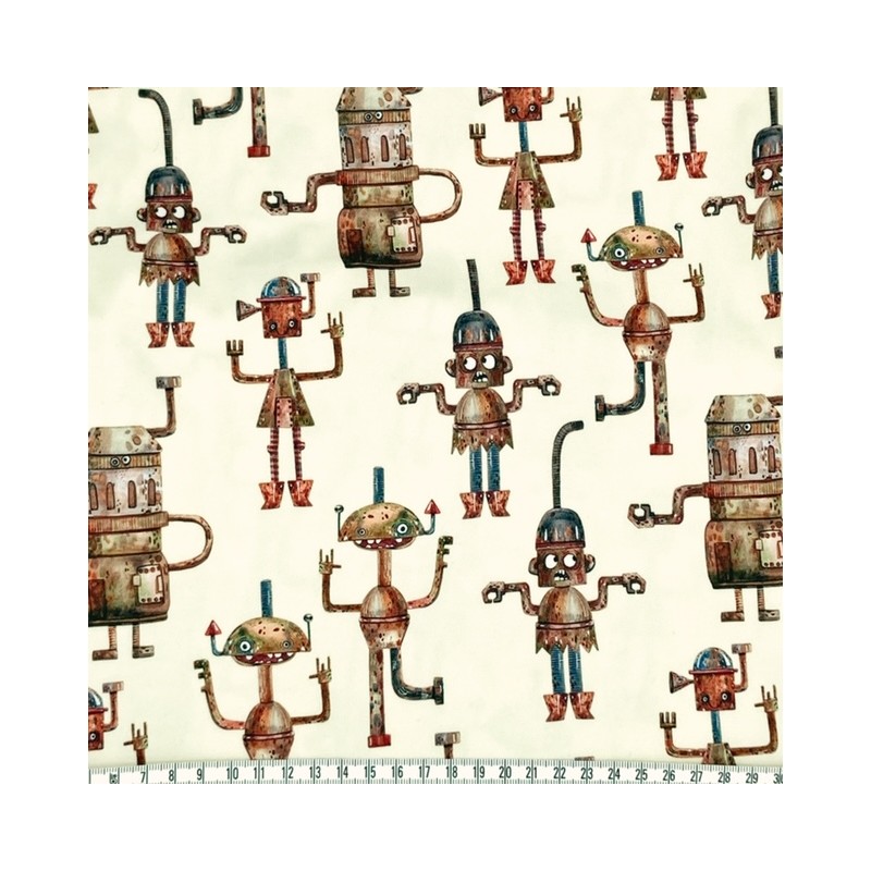 PUL motif Robots - coupon de 45cm*45cm