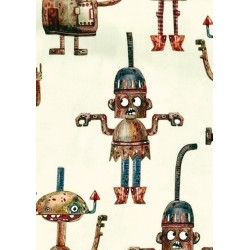 PUL motif Robots - coupon de 45cm*45cm